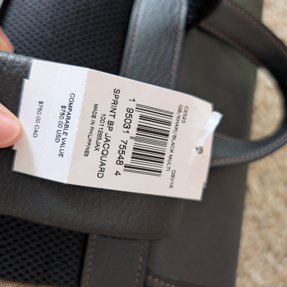 Coach Tan and Black Backpack with Leather Accents and Structured Shape - Picture 4 of 9